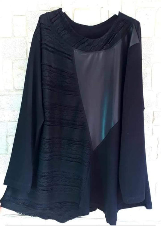 Черна МАКСИ туника с кожа