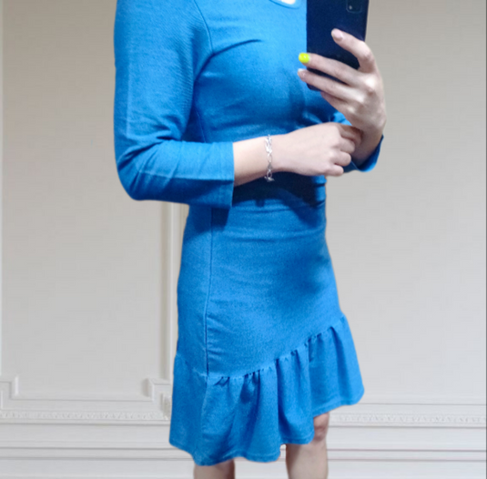 Синя рокля имитация на деним