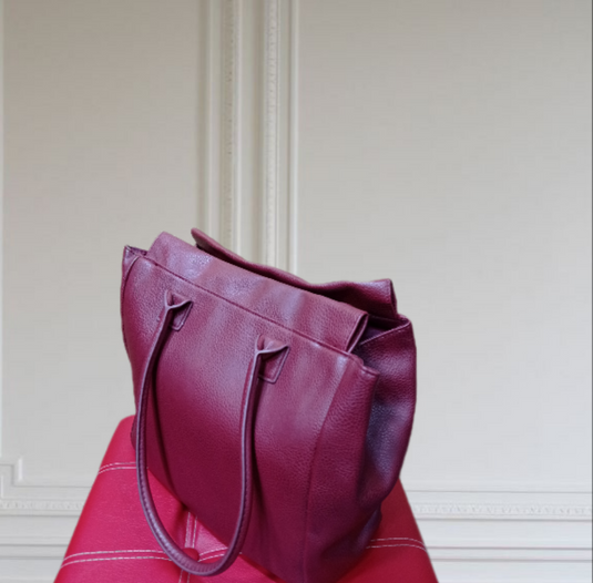 Стилна голяма дамска чанта в бордо