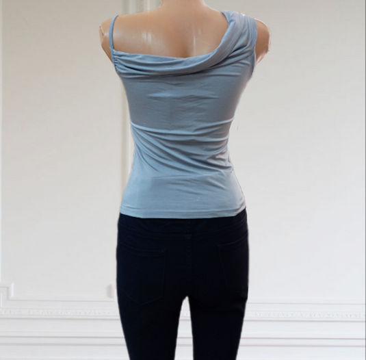 Дънков черен панталон слим с копчета