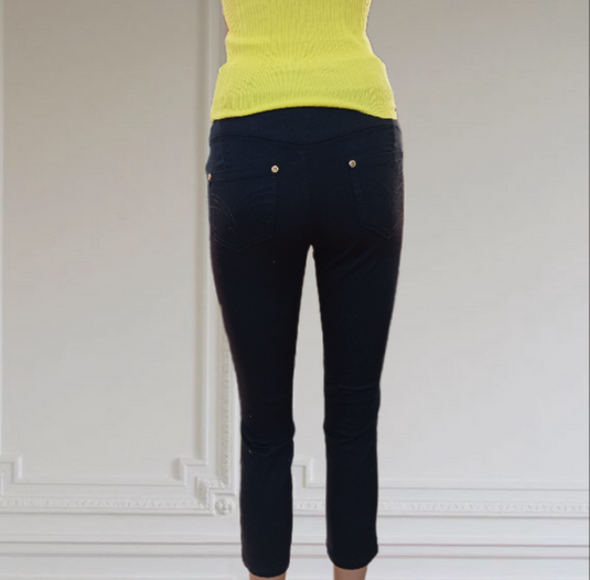 Черен дънков слим панталон 7/8