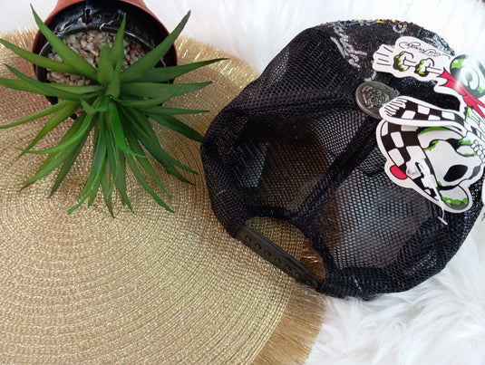 Шапка с козирка Ed Hardy череп с брокат