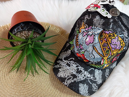 Шапка с козирка Ed Hardy череп с брокат