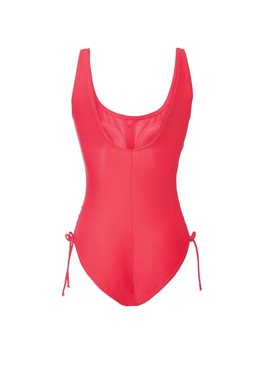 Цял бански костюм в коралов цвят