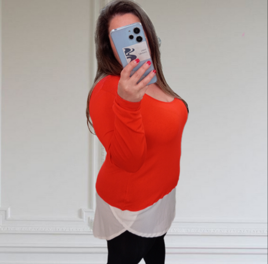 Червена туника с тюл