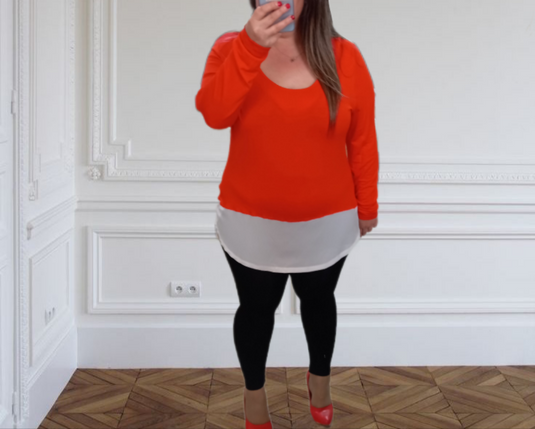 Червена туника с тюл