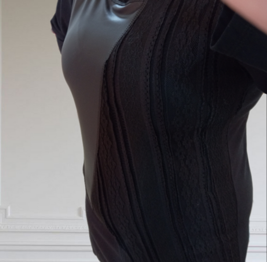 Черна МАКСИ туника с кожа