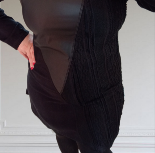 Черна МАКСИ туника с кожа